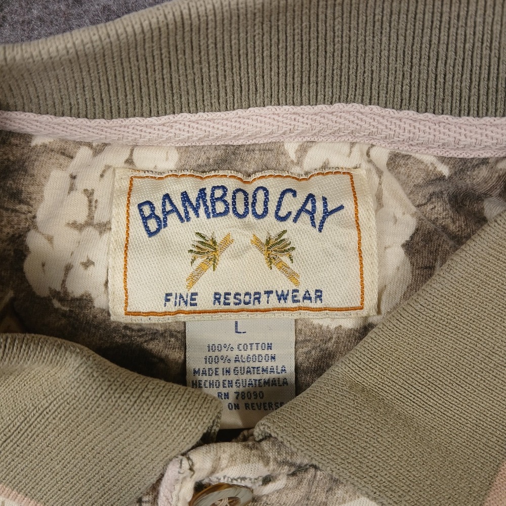 Bamboo Cay Men's Fine Resortwear Pineapple Ukulele Polo‎ Short Sleeve Size L Top